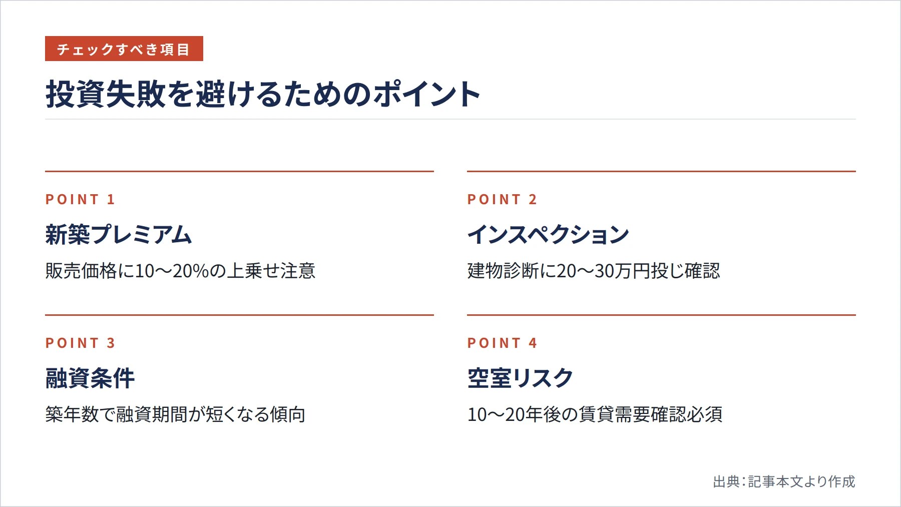 投資失敗を避けるためのポイント（図解）
