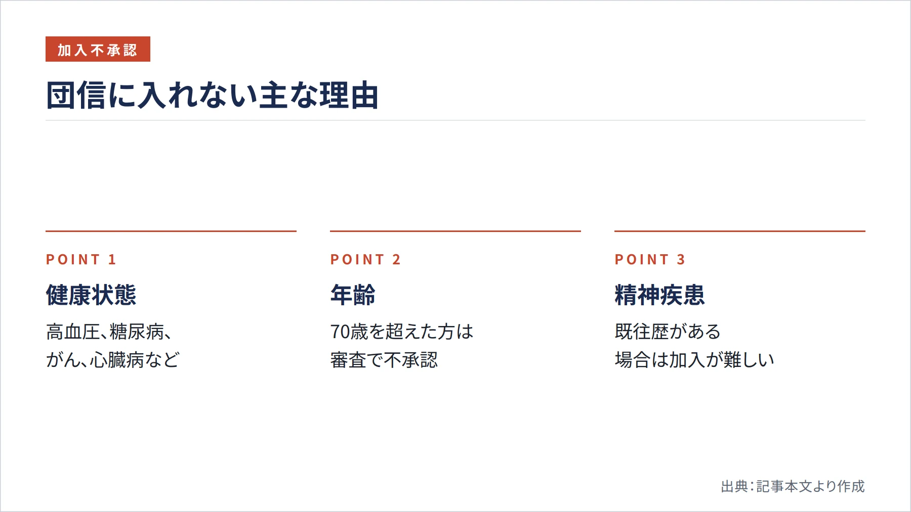 団信に入れない主な理由（図解）