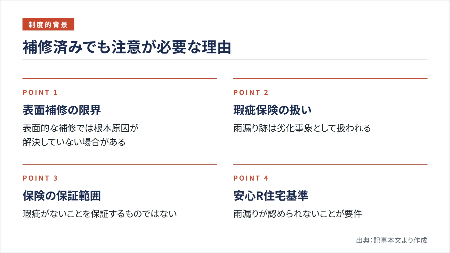 補修済みでも注意が必要な理由（図解）