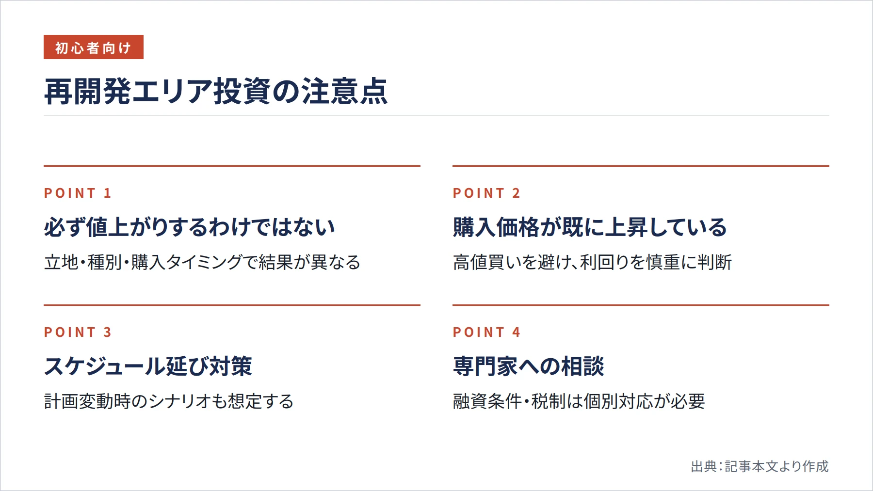 再開発エリア投資の注意点（図解）