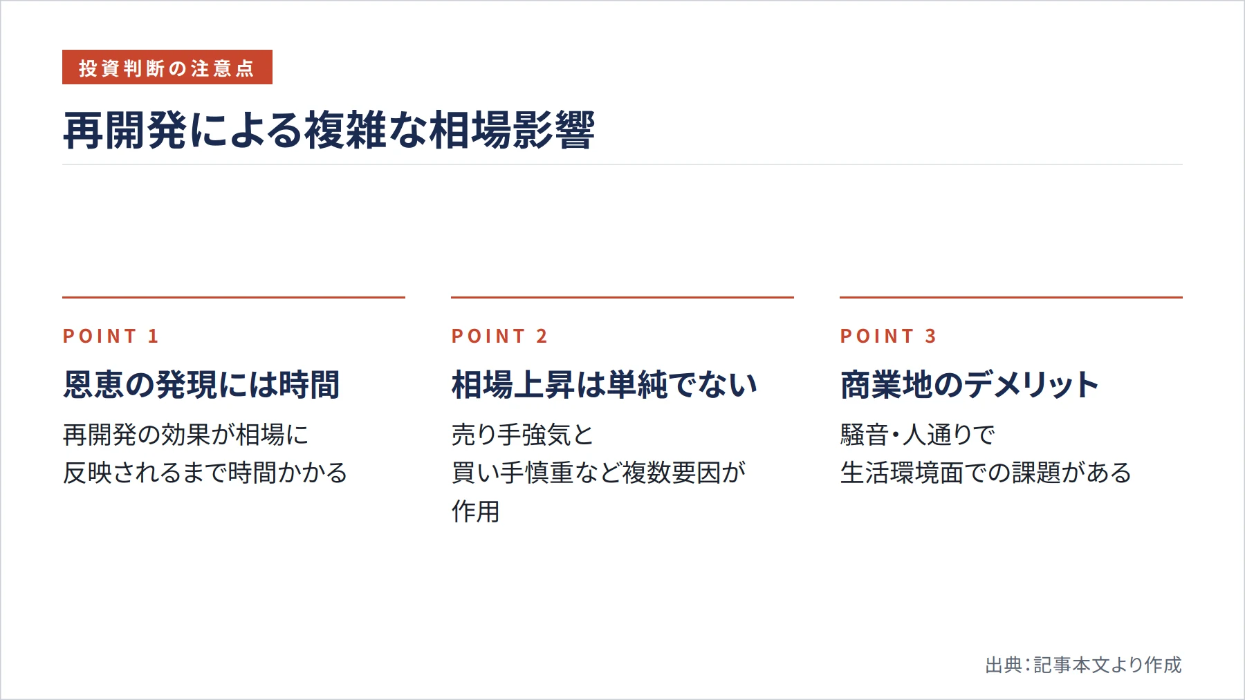再開発による複雑な相場影響（図解）