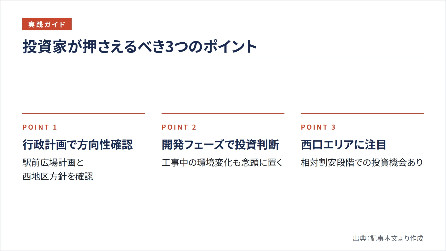 投資家が押さえるべき3つのポイント（図解）